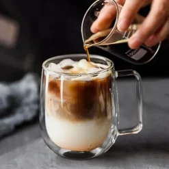 Doppelt isolierter Glasbecher – handgefertigter Thermo-Kaffeebecher