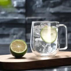 Doppelt isolierter Glasbecher – handgefertigter Thermo-Kaffeebecher
