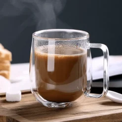 Doppelt isolierter Glasbecher – handgefertigter Thermo-Kaffeebecher
