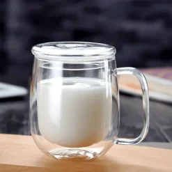 Doppelt isolierter Glasbecher – handgefertigter Thermo-Kaffeebecher