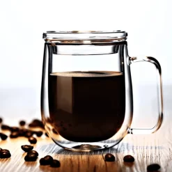 Doppelt isolierter Glasbecher – handgefertigter Thermo-Kaffeebecher