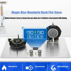 Doppelter Gasherd aus Edelstahl – verstellbares Lift-Design