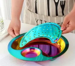 Doppeltes Frühstückstablett aus Edelstahl – Kreative Servierplatte