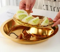 Doppeltes Frühstückstablett aus Edelstahl – Kreative Servierplatte