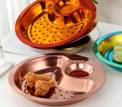 Doppeltes Frühstückstablett aus Edelstahl – Kreative Servierplatte