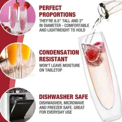 Doppelwandige Champagnergläser - 6-teiliges Hochzeitsset