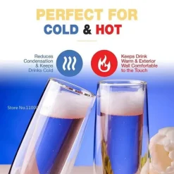 Doppelwandige Champagnergläser - 6-teiliges Hochzeitsset