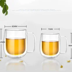 Doppelwandige Tee-/Kaffeetasse aus Glas – Getränkebecher im Kungfu-Stil