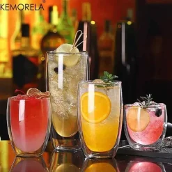 Doppelwandiger, hitzebeständiger Glasbecher – Isoliertes Trinkgeschirr