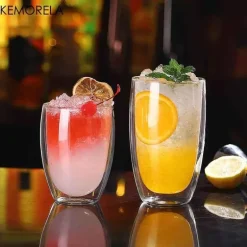 Doppelwandiger, hitzebeständiger Glasbecher – Isoliertes Trinkgeschirr