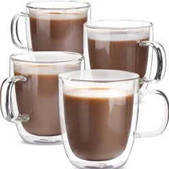 Doppelwandiger Kaffeebecher aus Glas – hitzebeständiger Latte-Saftbecher, 250–350 ml