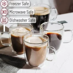 Doppelwandiger Kaffeebecher aus Glas – hitzebeständiger Latte-Saftbecher, 250–350 ml