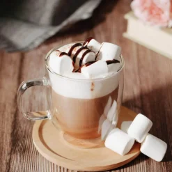 Doppelwandiger Kaffeebecher aus Glas – hitzebeständiger Latte-Saftbecher, 250–350 ml