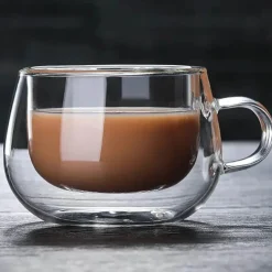 Doppelwandiger Kaffeebecher aus Borosilikatglas – hitzebeständiger Becher