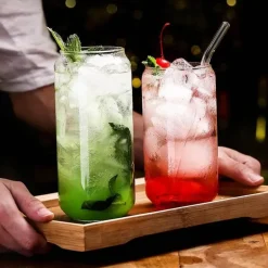 Dosenförmiges Trinkglas-Set mit Deckel und Strohhalm - Ästhetische Becher