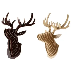 3D-Puzzle aus Holz mit Hirschkopf – dekorative Wandkunst für die Inneneinrichtung