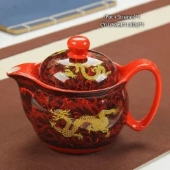 Drachen-Porzellan-Teekannen-Set – Kung-Fu-Puer-Oolong-Teegeschirr