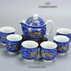 Drachen-Porzellan-Teekannen-Set – Kung-Fu-Puer-Oolong-Teegeschirr