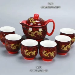 Drachen-Porzellan-Teekannen-Set – Kung-Fu-Puer-Oolong-Teegeschirr