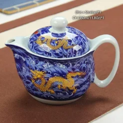 Drachen-Porzellan-Teekannen-Set – Kung-Fu-Puer-Oolong-Teegeschirr