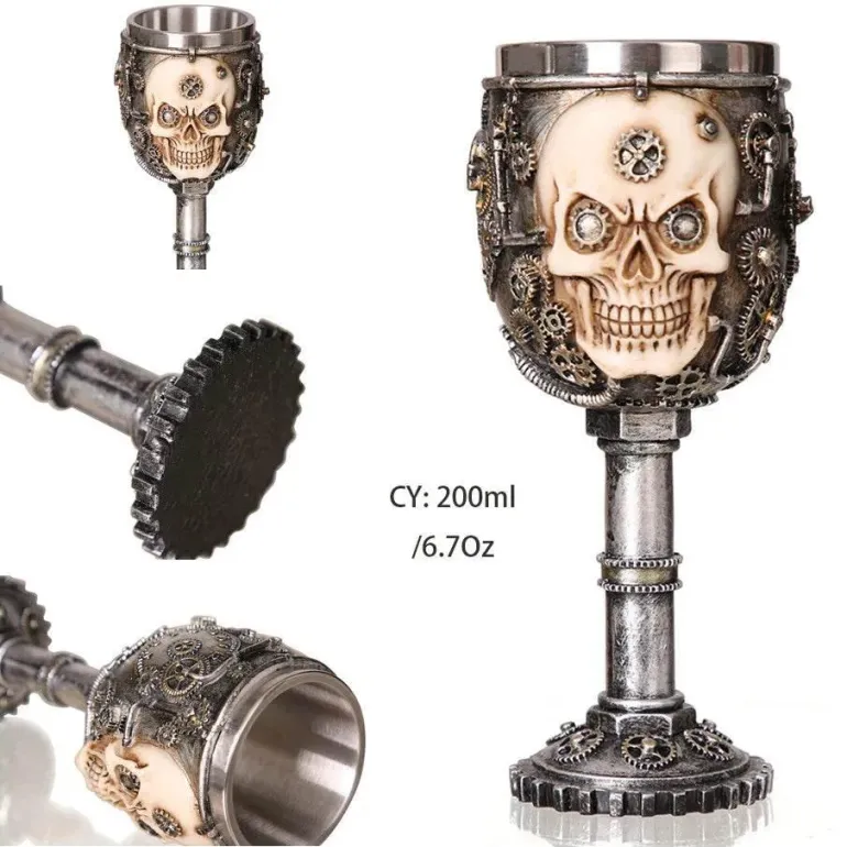 Drachenschädel-Kelch - Gothic-Weinglas aus Kunstharz für Cocktails