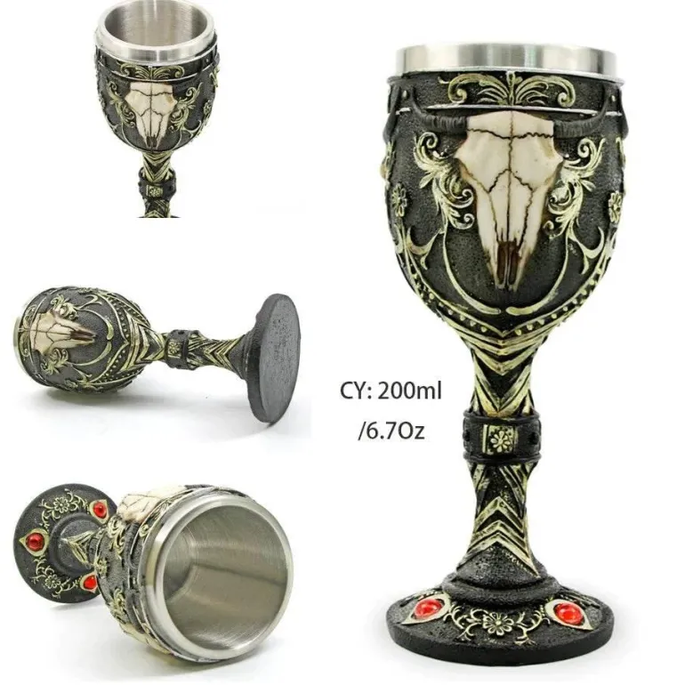 Drachenschädel-Kelch - Gothic-Weinglas aus Kunstharz für Cocktails