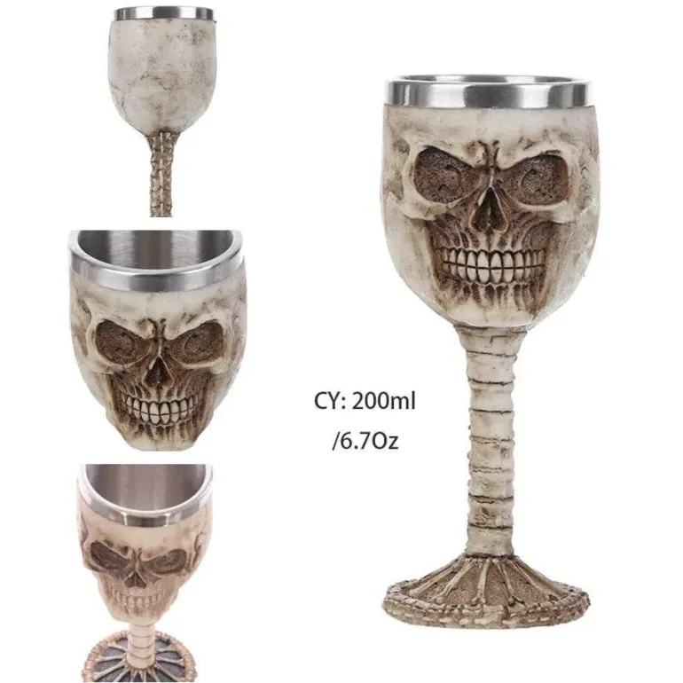 Drachenschädel-Kelch - Gothic-Weinglas aus Kunstharz für Cocktails