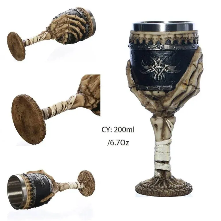 Drachenschädel-Kelch - Gothic-Weinglas aus Kunstharz für Cocktails