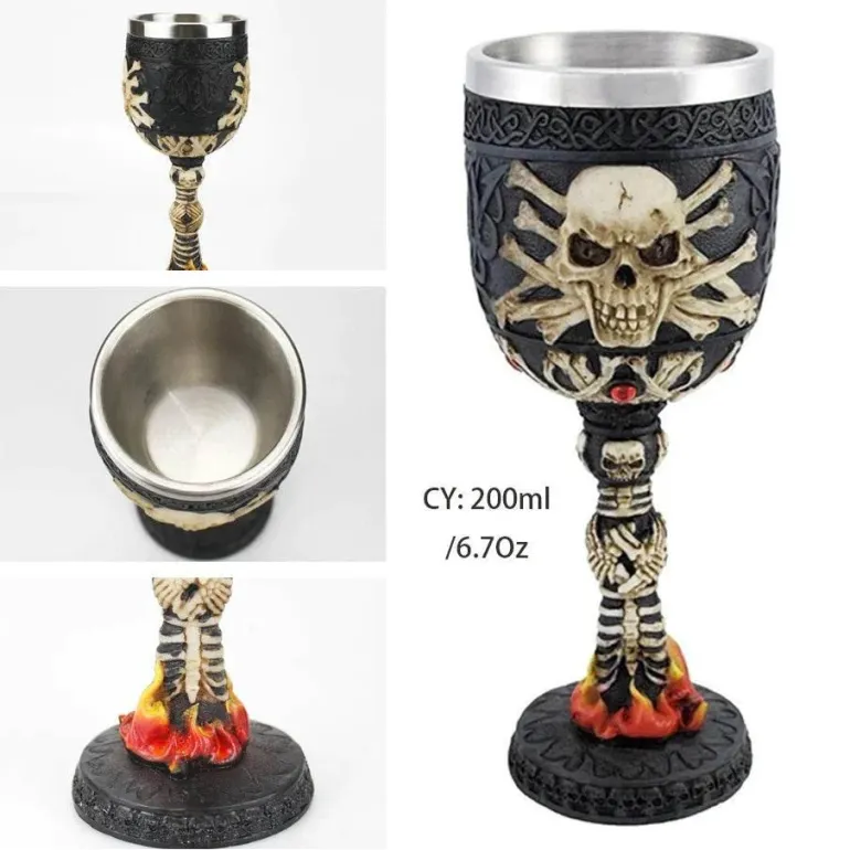 Drachenschädel-Kelch - Gothic-Weinglas aus Kunstharz für Cocktails