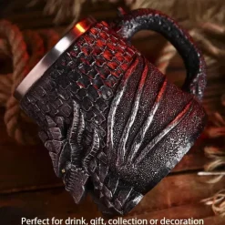 Drachenschädel-Krug – 600 ml mittelalterlicher Bierkrug aus Edelstahl