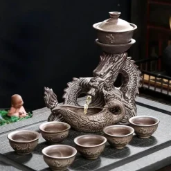Drachen-Teeservice aus Keramik – Tragbares traditionelles Teeservice