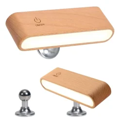 Drehbare magnetische LED-Nachtlampe - wiederaufladbare Schreibtischlampe aus Holz