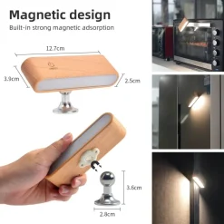 Drehbare magnetische LED-Nachtlampe - wiederaufladbare Schreibtischlampe aus Holz