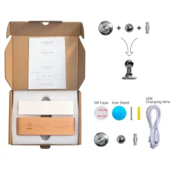 Drehbare magnetische LED-Nachtlampe - wiederaufladbare Schreibtischlampe aus Holz