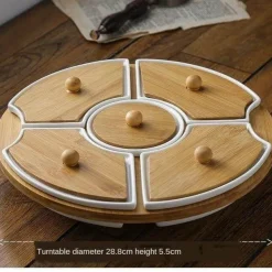 Drehbare Servierplatte aus Keramik – Frühstücksteller mit fünf Fächern