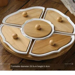 Drehbare Servierplatte aus Keramik – Frühstücksteller mit fünf Fächern