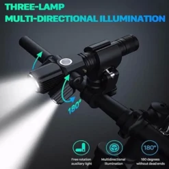 Drehbare, wiederaufladbare Taschenlampe mit drei Köpfen – vielseitige Außenbeleuchtung