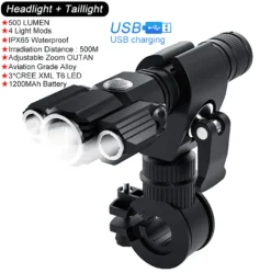 Drehbare, wiederaufladbare Taschenlampe mit drei Köpfen – vielseitige Außenbeleuchtung