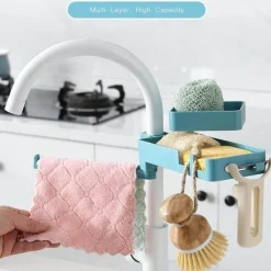 Drehbarer Abfluss-Organizer für die Küchenspüle – mehrschichtige Aufbewahrungslösung