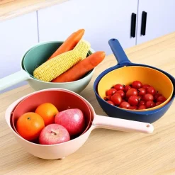 Drehbarer doppellagiger Abtropfkorb - Multifunktionaler Küchenorganizer