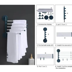 Drehbarer Handtuchhalter zur Wandmontage – Mehrschichtiger Badezimmer-Organizer