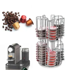 Drehbarer Kaffeepadhalter für 64 Kapseln – Stilvoller Aufbewahrungsständer