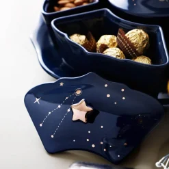 Drehbarer Snackteller aus Keramik – Nachthimmel-Design