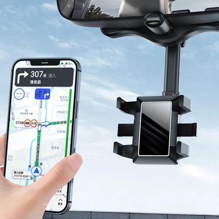 Drehbarer Telefonhalter für den Rückspiegel - Verstellbare Autohalterung