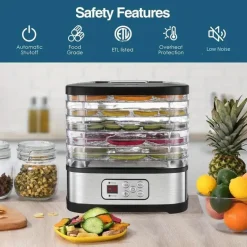 Dörrgerät – 5 Tabletts, 72-Stunden-Timer und Temperaturregelung