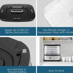 Dörrgerät – 5 Tabletts, 72-Stunden-Timer und Temperaturregelung