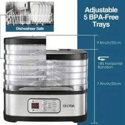 Dörrgerät – 5 Tabletts, 72-Stunden-Timer und Temperaturregelung