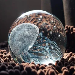 3D-Skulptur mit leuchtender Qualle – dekoratives Ozean-Kunst-Ornament