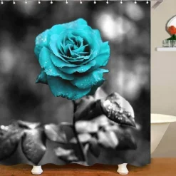 Duschvorhang-Set mit Tulpenblumenmuster – Badezimmer-Dekor-Akzent