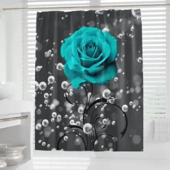 Duschvorhang-Set mit Tulpenblumenmuster – Badezimmer-Dekor-Akzent